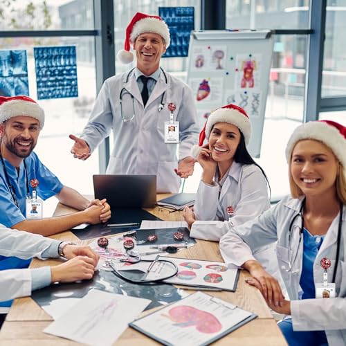 Faccito RT-230925-A 10 Pcs Christmas Buffalo Plaid Badge Reels Retractable Santa Gingerbread Man Elk Badge Reel Holder Plaid Name Id Badge Holder thumb #5