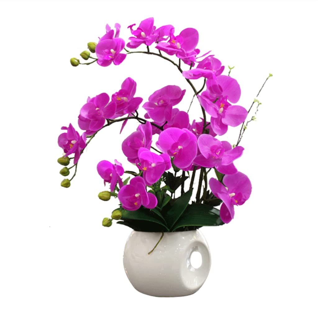 MYUYEE Artificial Flowers For Decoration Artificial Flower Phalaenopsis Artificial Flower Pot Artificial Flower Arrangements With Vase For Living Room Home Decoration Artificial