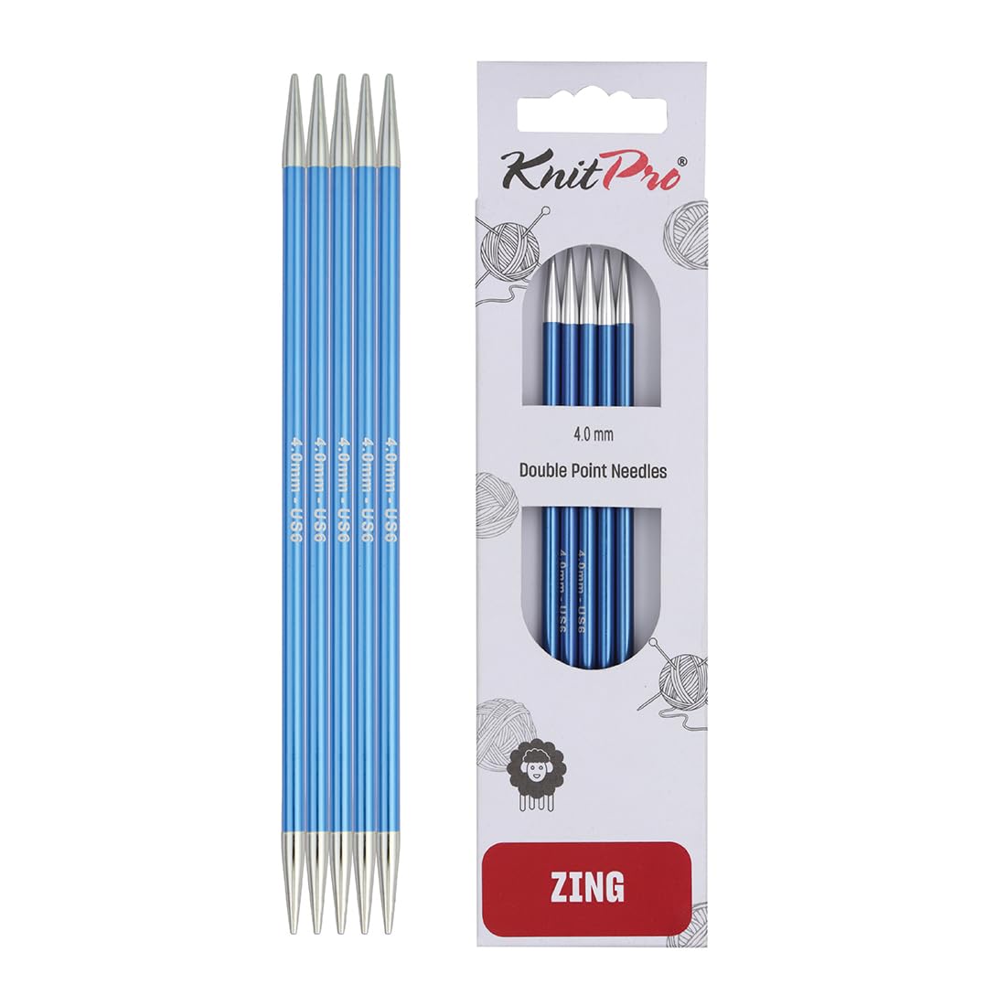 KnitPro Zing Double Pointed Needles 8" (20cm) | 4.00mm