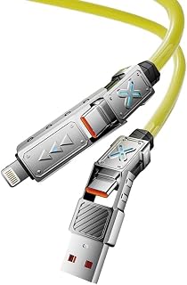 Joyzzz 4 In 1 Usb C Cable, 5A 240W PD Fast Charging Data Sync Cord, Smart Breathing Light Indicator, Universal Multi Charger Compatible with Tablet Smartphone Laptop and More Devices
