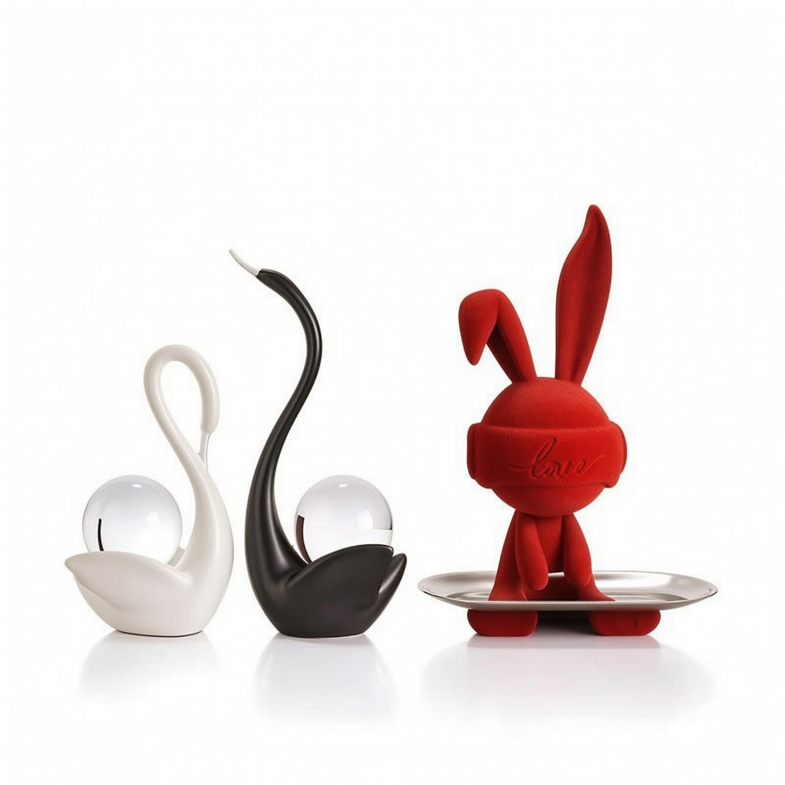 Colcolo Figurita de Cisne Escultura Decorativa Estatua Ornamental Adorno Nórdico con Silueta Estilizada y Formas Esculturales Materiales Cerámicos y Resina