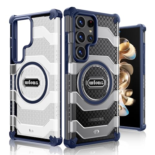 Image of Magnetic Case for Samsung Galaxy S24 Ultra [Compatible with Magsafe] [Military-Grade Protection] Translucent Matte Hard Back Slim Heavy Duty Shockproof Phone Cover 6.8 Inch - Blue