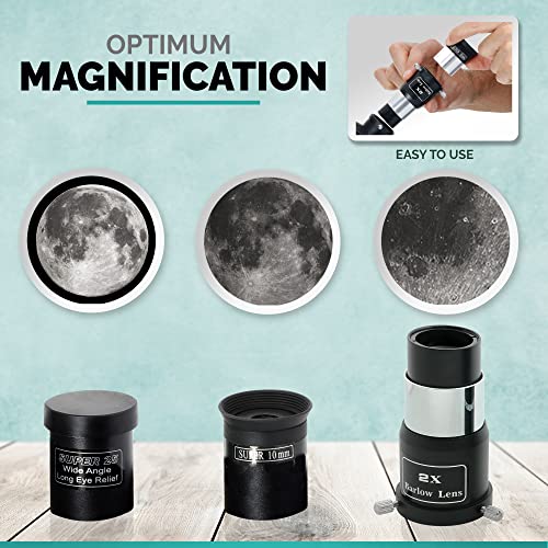Image of AmScope Reflector EQ Telescope with Equatorial Mount, 130mm Aperture, 650mm Focal Length, Stainless Steel Tripod and Red Dot Finder