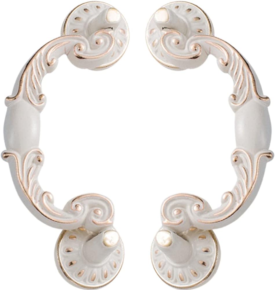 2Pcs Zinc Alloy Drawer Pulls White Vintage Kitchen Shabby Chic Cabinet Handles Decorative Door Pull and Handles for Dresser Vanity Nightstand Wardrobe Closet Cupboard (Sun,L)