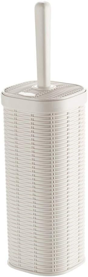Toilet Brush and Holder, Imitation Rattan Craft,360 Degree High Density No Dead Angle Pp Material Long Handle Bathroom Cleaning