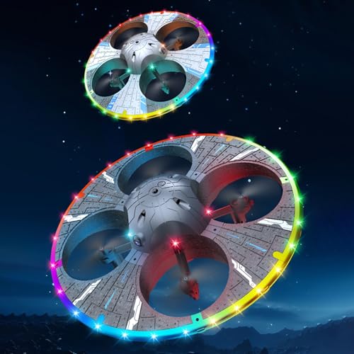 Drone for principiantes S163 UAV Deslumbrante OVNI Luz múltiple LED fría Cámara aérea inteligente for evitar obstáculos, balanceo de 360°, modo sin cabeza, ajuste de 3 velocidades, regalos for niños y