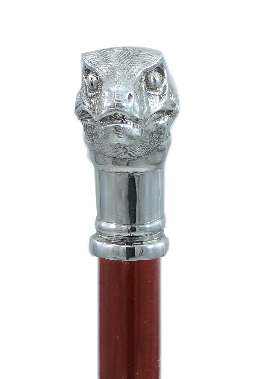 Bastón de paseo con mango Raptor de madera y peltre plateado para hombre y mujer elegante ortopédico
