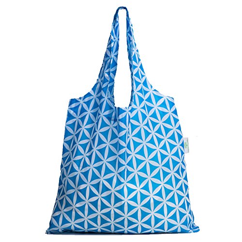 Holyluck Set Of 3 Reusable Grocery Bags,Heavy Duty Foldable Shopping Bag-Sky Blue #TOP2