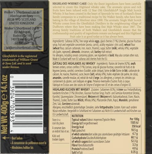 Walkers Shortbread Glenfiddich Whisky Cake 400g, 1er Pack (1 x 400 g)