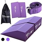 HarderWill Yoga Foam Wedge Blocks (Pair), Calf Raise Block, Calf Stretcher, Yoga Wrist Support, Balance, Pushup, Fitness, Pilates, Heel Stretcher, Squat Wedge with Gym Bag