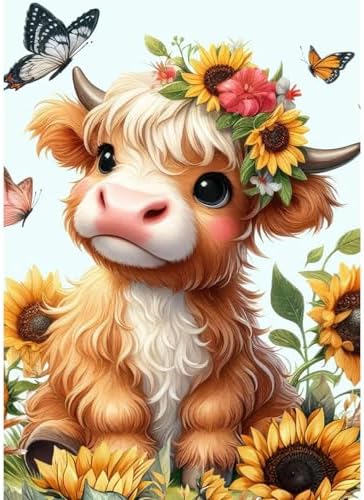 eimivrc Cattle Diamond Art Kits for Adults,Cattle Diamond Painting Kits for Adults,DIY Full Drill Diamond Painting Kits Gem Art and Crafts for Home Wall Decor(12x16 inch)
