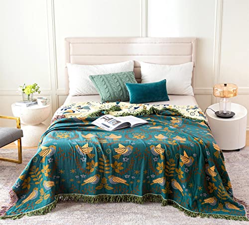 Msgkv Boho Throw Blanket 100% Cotton Blankets For Bed Couch 60''X80'' Super Soft Blanket Mexican Blanket Travel Blanket Picnic Blankets Reversible Blanket Boho Quilts Muslin Blanket #TOP1