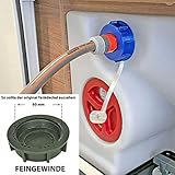 Das eingebaute Ventil schließt nach dem Befüllen den Rücklauf aus dem Tank und dichtet den Tankdeckel ab. Somit wird das Austreten von Wasser aus dem Wassertank verhindert. Die mitgelieferte Staubkappe verhindert das Eindringen von Verschmutzung in den WAFA+.