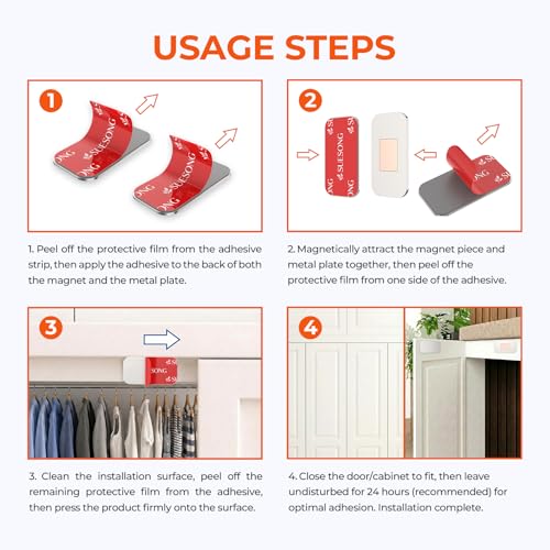 12 Pack Magnetic Cabinet Door Catch, No Drill Ultra Thin Cabinet Door Magnetic Catch for Drawer Magnet Adhesive Cabinet Latch Magnetic Closures Easy to Install with Double Sided Tape - Thumbnail 7