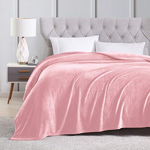 EXQ Home Fleece Blanket Queen Size Pink Throw Blanket for Bed or Couch