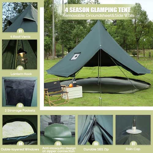 Carpa campamento lujo algodón para 10 personas 6M verde miniatura 4