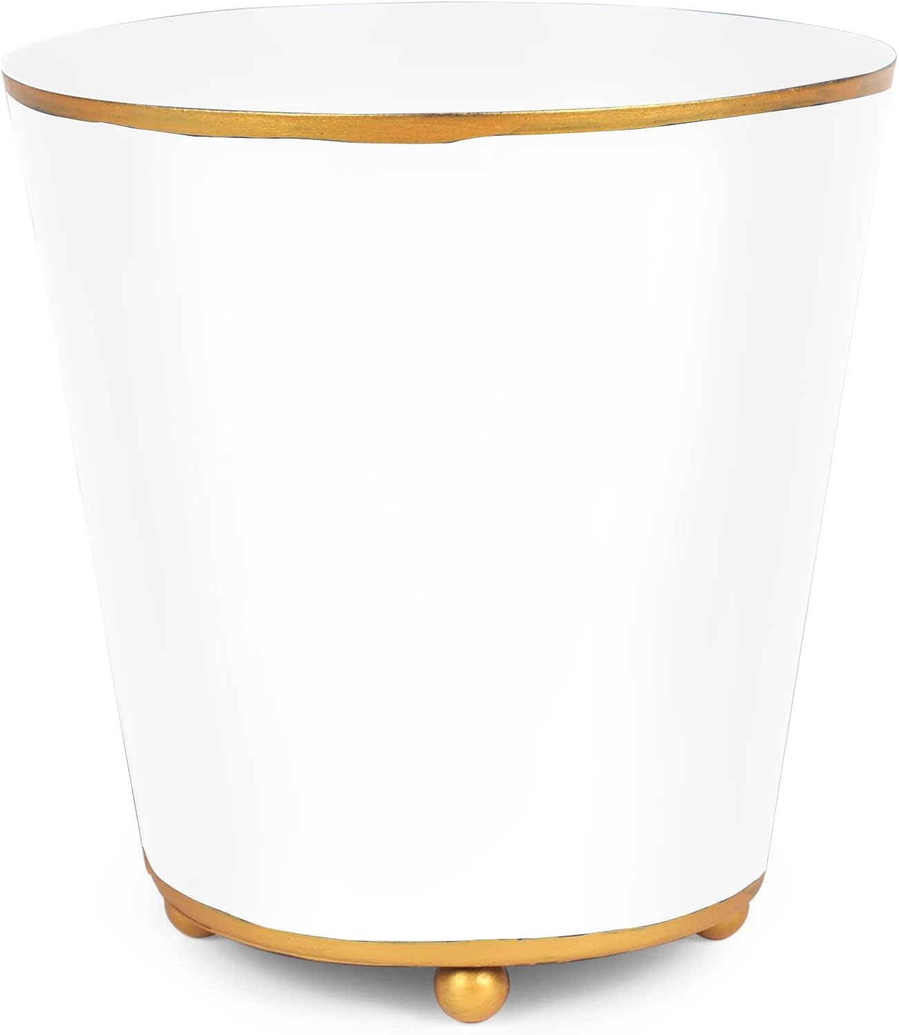 Jaye's Studio Mattie Line of Decorative Round Cachepot & Planters, Matte Finish, Gold Trim & Finish, Hand-Painted, Handcrafted Metal, Luxury Indoor Planter, Size 4" or 6"
