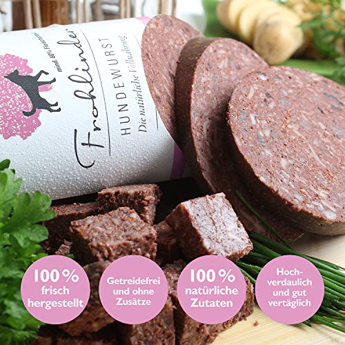 Frohlinder Hundewurst SENSITIV | Vollnahrung für Sensible und allergische Hunde ab dem Welpenalter | Eigenherstellung aus Deutschen Produkten | 100% natürliche Zutaten ohne Zusatzstoffe