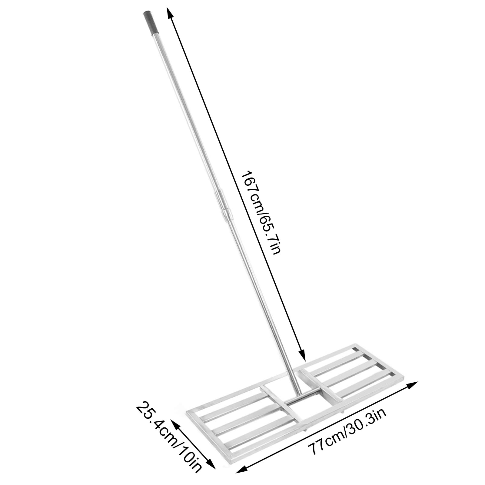 Rastrello in acciaio inox con manico telescopico, strumento da giardino di precisione per livellamento e cura del prato, antiruggine, resistente alle intemperie