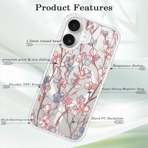 Coque antichoc iPhone 16 fleurie MagSafe pour éviter les rayures et chutes - 5