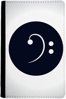 White Music Bass Clef Black Passport Holder Notecase Burse Wallet Cover Card Purse