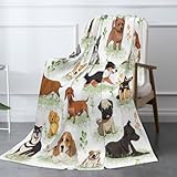 Dog Pattern Flannel Blanket - Soft Lightweight & Warm,Perfect for Bed, Sofa, Camping, Travel Gifts for pet Lovers Women Men Kidsr 50"x40"