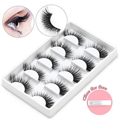3D Fake Eyelashes 5 Pairs - Hand Made and Cruelty Free False Eyelashes Long and Soft Eyelashes