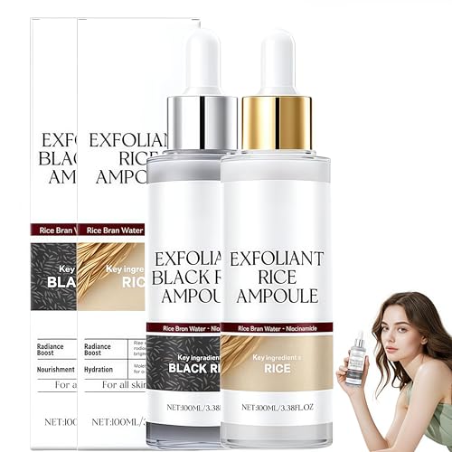 Black and White Rice Exfoliant, 2025 New Peel Shot Glow Rice Ampoule Duo, Creates Radiant Skin, Gently Exfoliates and Shrinks Pores, and Deeply Moisturises, Suitable for all Skin Types