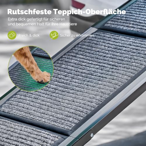 CO-Z Hunderampe Auto klappbar 160cm Leichteres EIN- und Aussteigen für kleine und große Hunde bis 90kg Hundetreppe mit Rutschfester Oberfläche für alle Fahrzeuge nutzbar (160 cm)