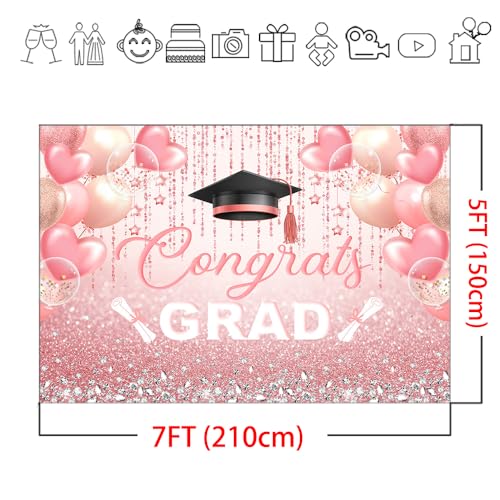Telón de Fondo Rosa 7x5ft para Graduación miniatura 6