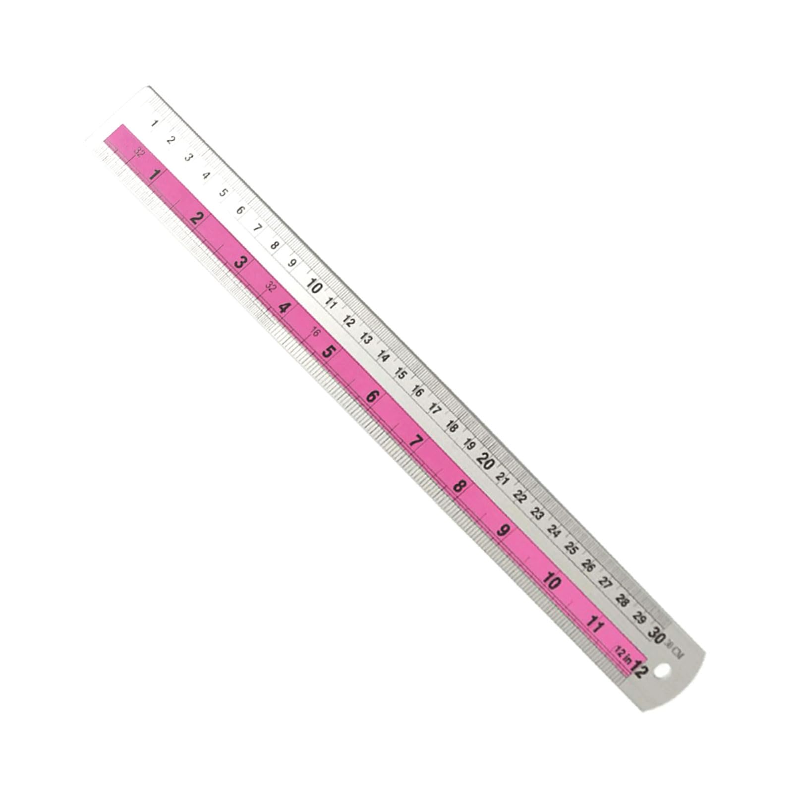Règle à bord droit, règle à bords droits en métal, outil de mesure précis pour travaux manuels, coupe métrique, règle métrique double face – Rose 30 cm
