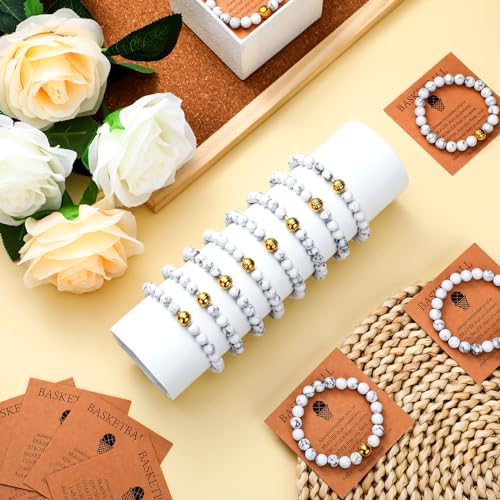 image for Ecation 12 Sets Sport Bracelets Lave Stone Beaded Elastic Stretch Brac