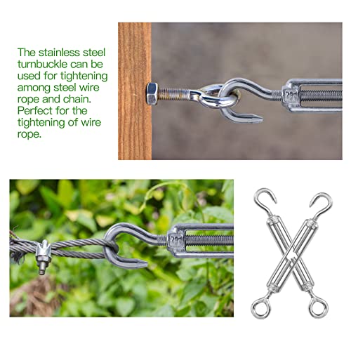 Wire Rope M4 M4 Hook Eye Wire Rope Tensioners Cable Hardware 6-Pack Stainless Steel ...