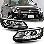 ACANII - For [Halogen Model Only] 2012-2018 Volkswagen Tiguan LED Bar Projector Headlights Headlamps Assembly Left+Right