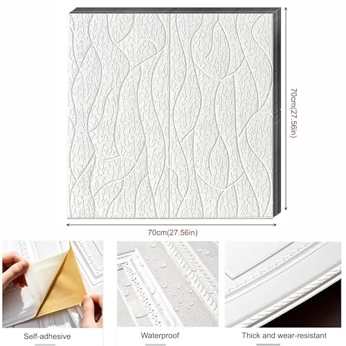 Panneaux muraux 3D pour masquer un plafond abîmé proprement - 3