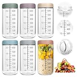 LUPATDY Juego de 6 tarros de cristal con tapa de rosca de 750 ml, recipiente de cristal con tapa y escala, caja de almacenamiento para alimentos Overnight Oats, ensalada, yogur, gachas