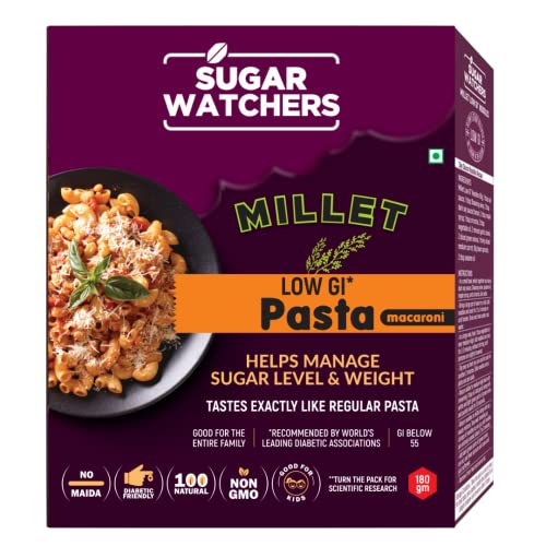 Image of Sugar Watchers Low GI Millet Pasta, No Maida, Macaroni, Diabetic Friendly (Pack of 2)