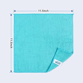 HOMEXCEL Microfiber Cleaning Cloth,12 Pack Cleaning Rag,Cleaning Towels with 4 Color Assorted,11.5"X11.5"(Green/Blue/Yellow/Pink)