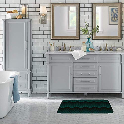 Tapis de salle de bain absorbant et épais lavable motif vagues - 4