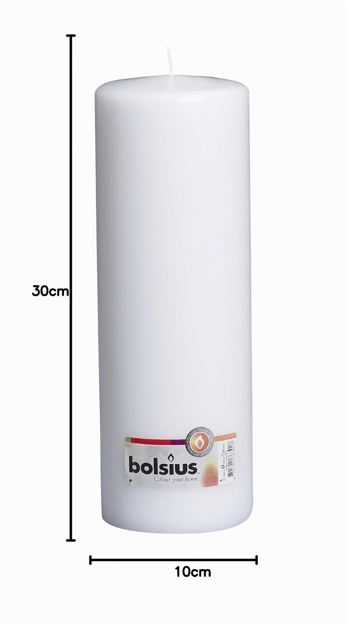 BOLSIUS Qualitäts - Stumpenkerzen 300 x 100 mm weiß im 4er Pack