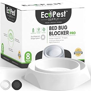 ECOPEST Bed Bug Interceptors  8 Pack | Bed Bug Blocker (Pro) Interceptor Traps (White) | Eco Friendly Insect Trap for Bed Legs | No Chemicals or Pesticides | Monitor, Detector, and Trap for Bed Bugs