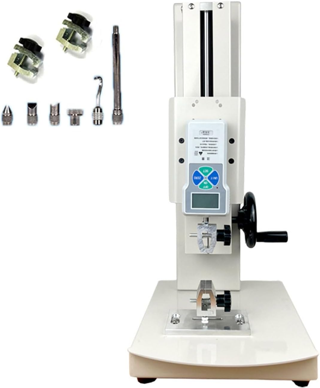 10N-500N Hand Crank Vertical Tensile Test Bench, Digital Force Gauge Push Pull Gauge with 5 Probes& 2 Clamp, Stroke 300mm, for Electronic Testing, Hardware, Auto Parts, Machinery, Textiles