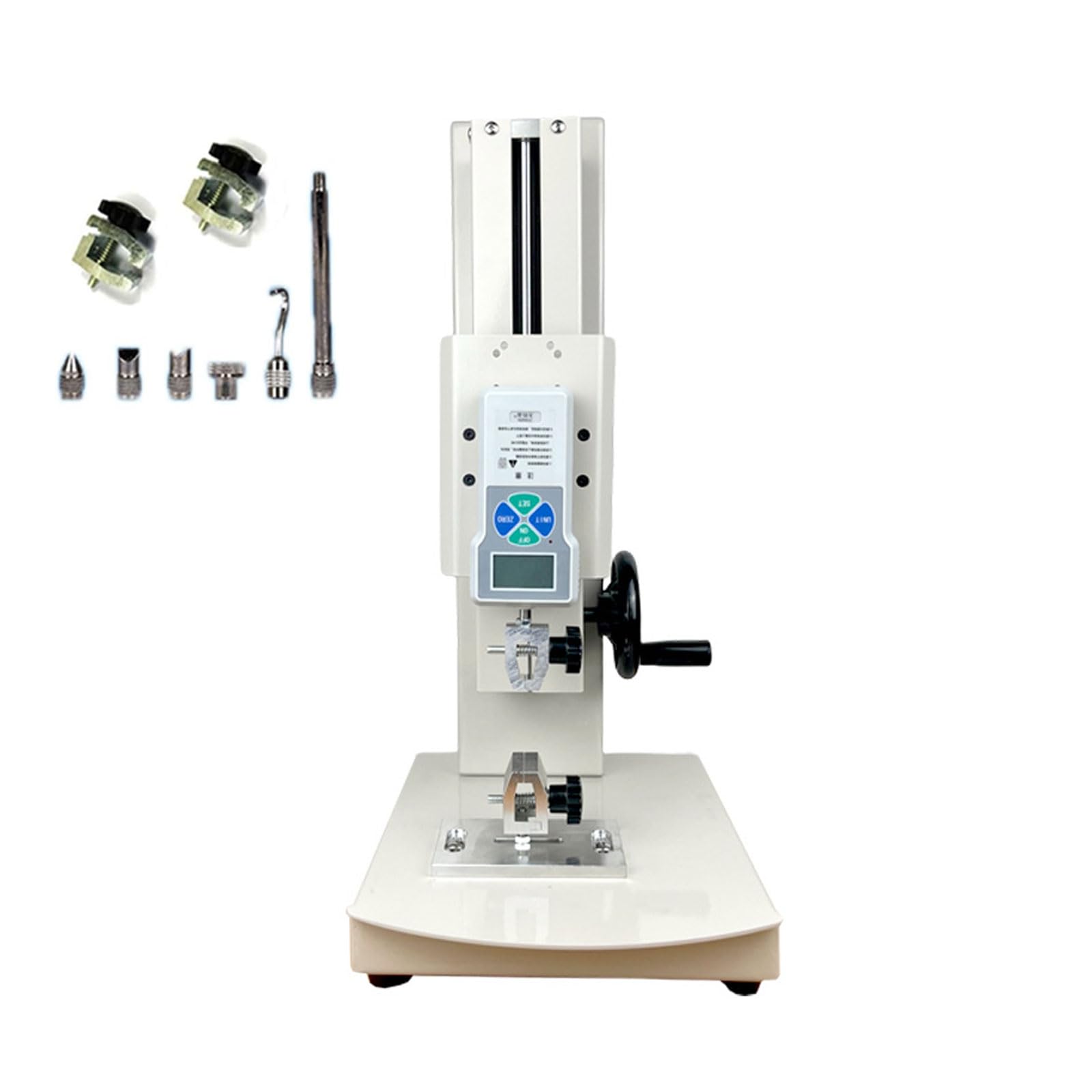 10N-500N Hand Crank Vertical Tensile Test Bench, Digital Force Gauge Push Pull Gauge with 5 Probes& 2 Clamp, Stroke 300mm, for Electronic Testing, Hardware, Auto Parts, Machinery, Textiles