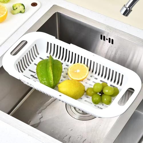 COSTYERT Collapsible Colander Strainer Basket, Adjustable Over the Sink Kitchen Strainer, Extends 13.6