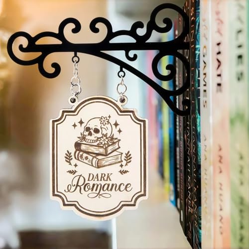 Divisori per Libri Personalizzati con Targhette in Legno e Acrilico, Categoria Romanzi Fantasy Giallo Thriller Romance, Decorazione per Home Library, Regalo per Appassionati di Libri (A1)