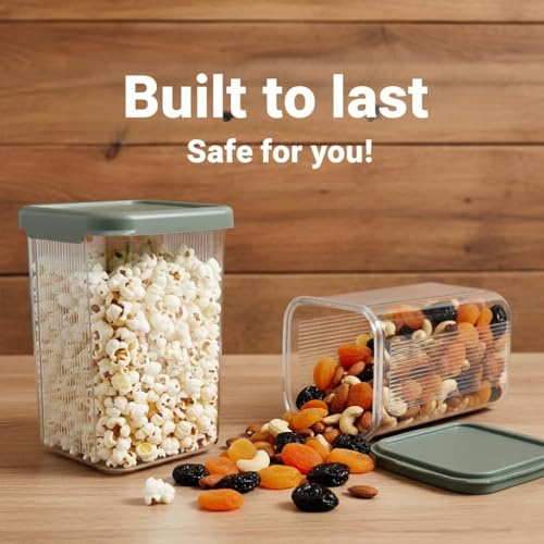 Image of Raawan Plastic Storage Containers Set for Kitchen | Leak-Proof Pantry Organizers for Grains, Pulses, Cereals, and Dry Fruits | Durable, Space-Saving Design (6, 1100)
