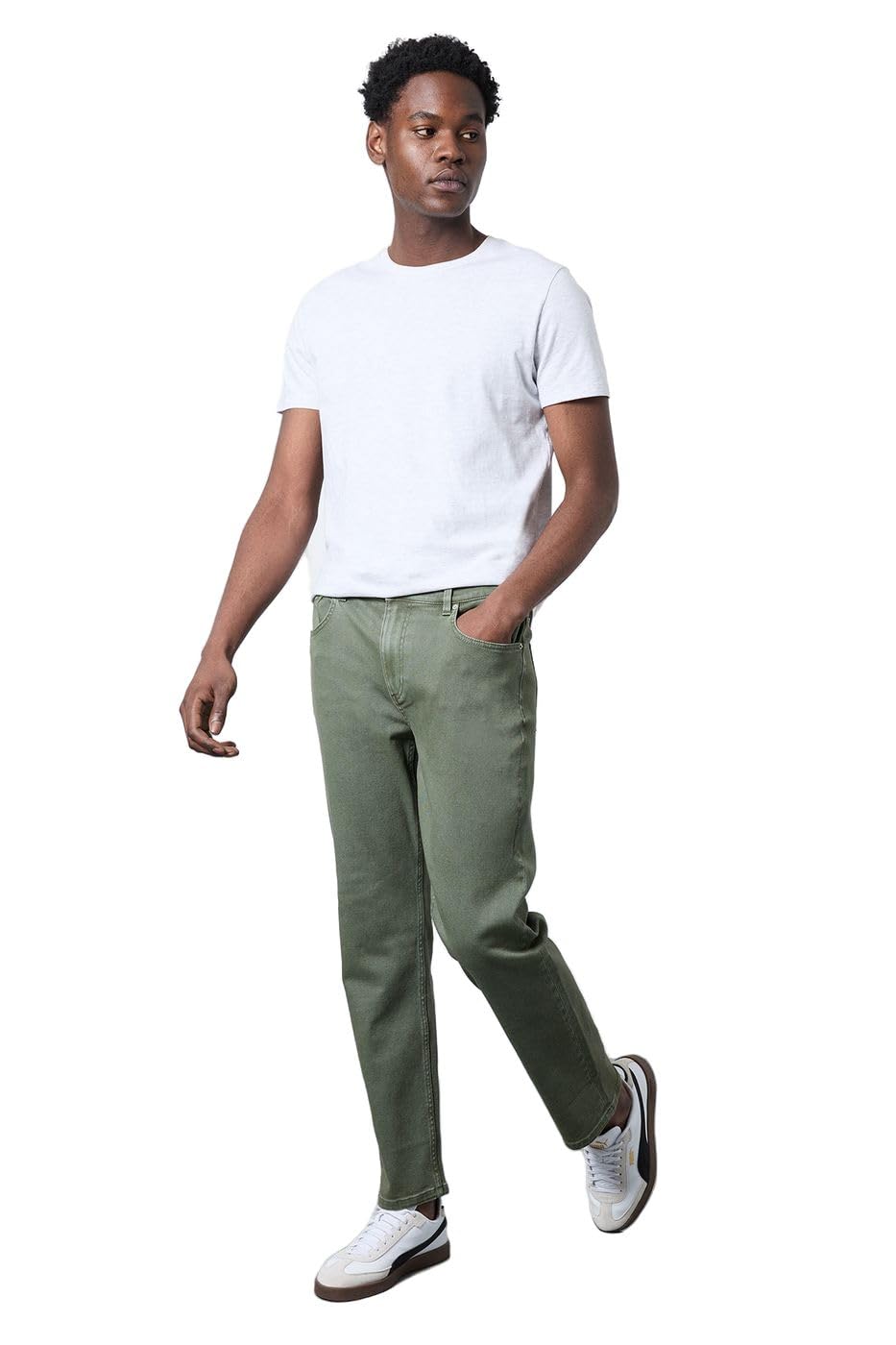 Burton Khaki Straight Fit Jeans, 34S, Khaki