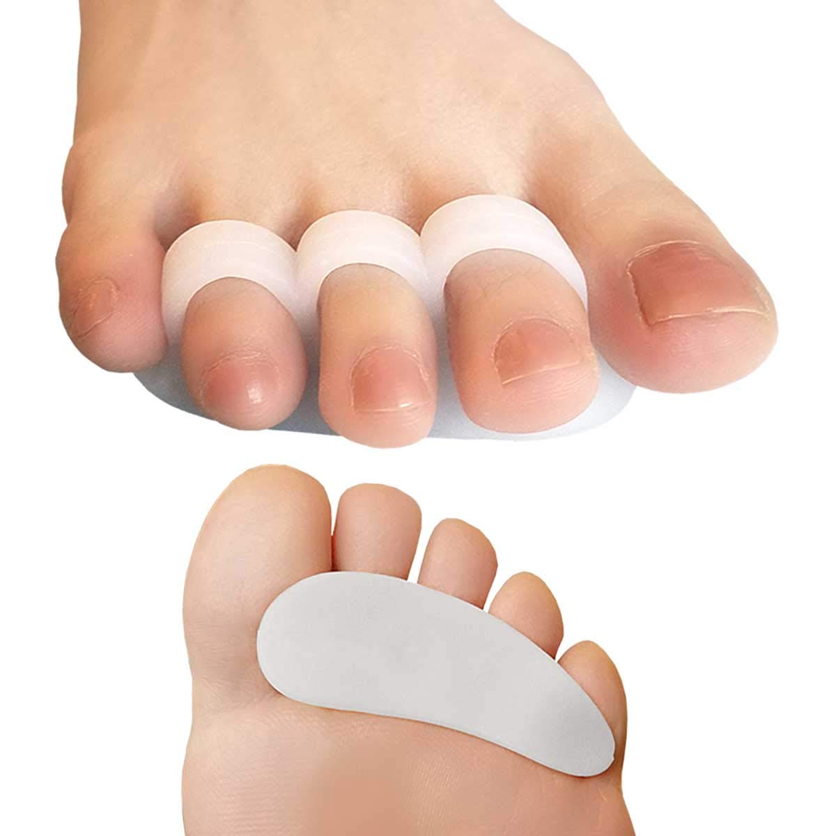Photo 1 of Chiroplax Hammer Toe Cushions Pads Temporary Straightener Corrector Overlapping Relief Separator Crest Splint, 4 Pack (Size Medium, White)