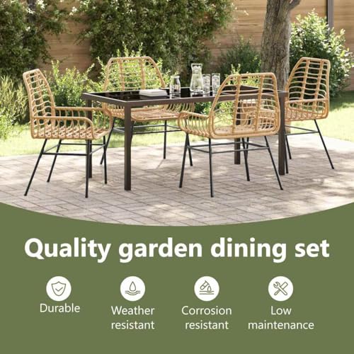 Sièges d'extérieur solides et table de jardin en polyrotin faciles à nettoyer