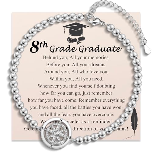 Image of Graduation Gifts for Her Girls Women, Class of 2026 Compass Bracelet High School /College / 5th 6th 8th Grade /Kindergarten /Preschool /Master Degree Graduation Gifts Decorations Card Present